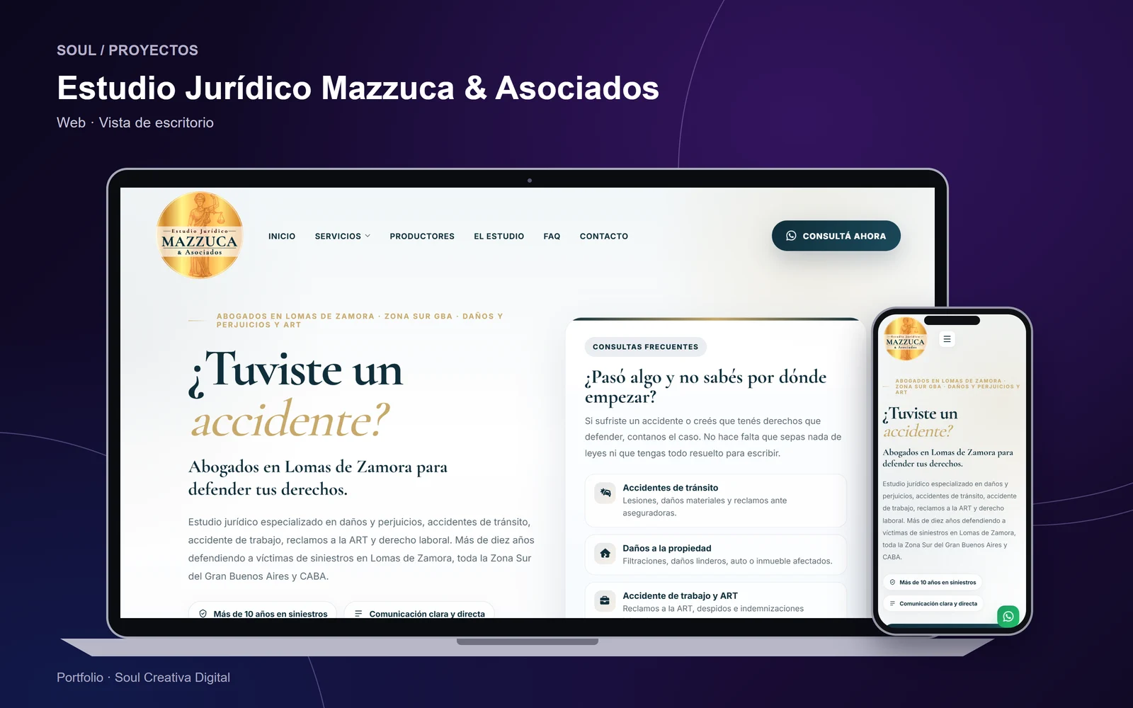 Estudio Jurídico Mazzuca & Asociados: presentación en notebook